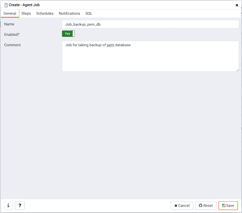 Create Agent Job dialog - Definition tab